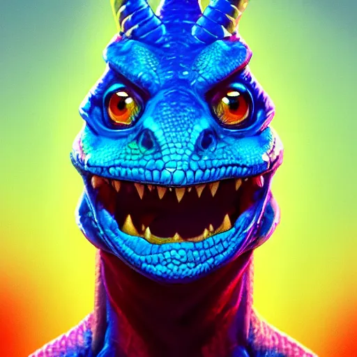 Image similar to Portrait of a blue horned lizardman, concept Blizzard pixar maya engine on stylized background splash comics global illumination lighting artstation lois van baarle, ilya kuvshinov, rossdraws