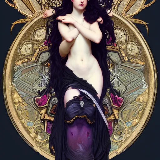 Prompt: goth mermaid, intricate, art by artgerm and greg rutkowski and alphonse mucha and william - adolphe bouguereau, high detailed, 4 k,