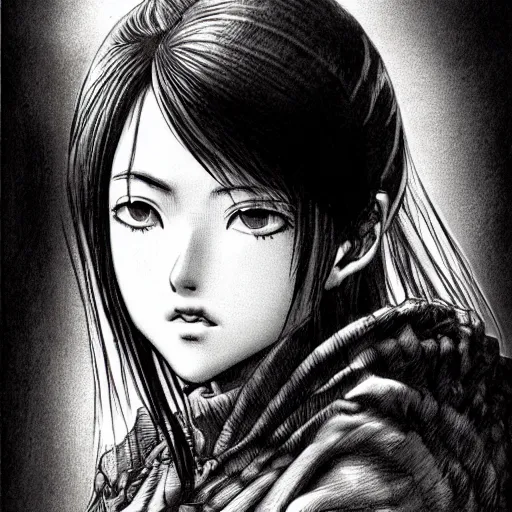 Image similar to young girl by kentarou miura, detailed, manga, illustration