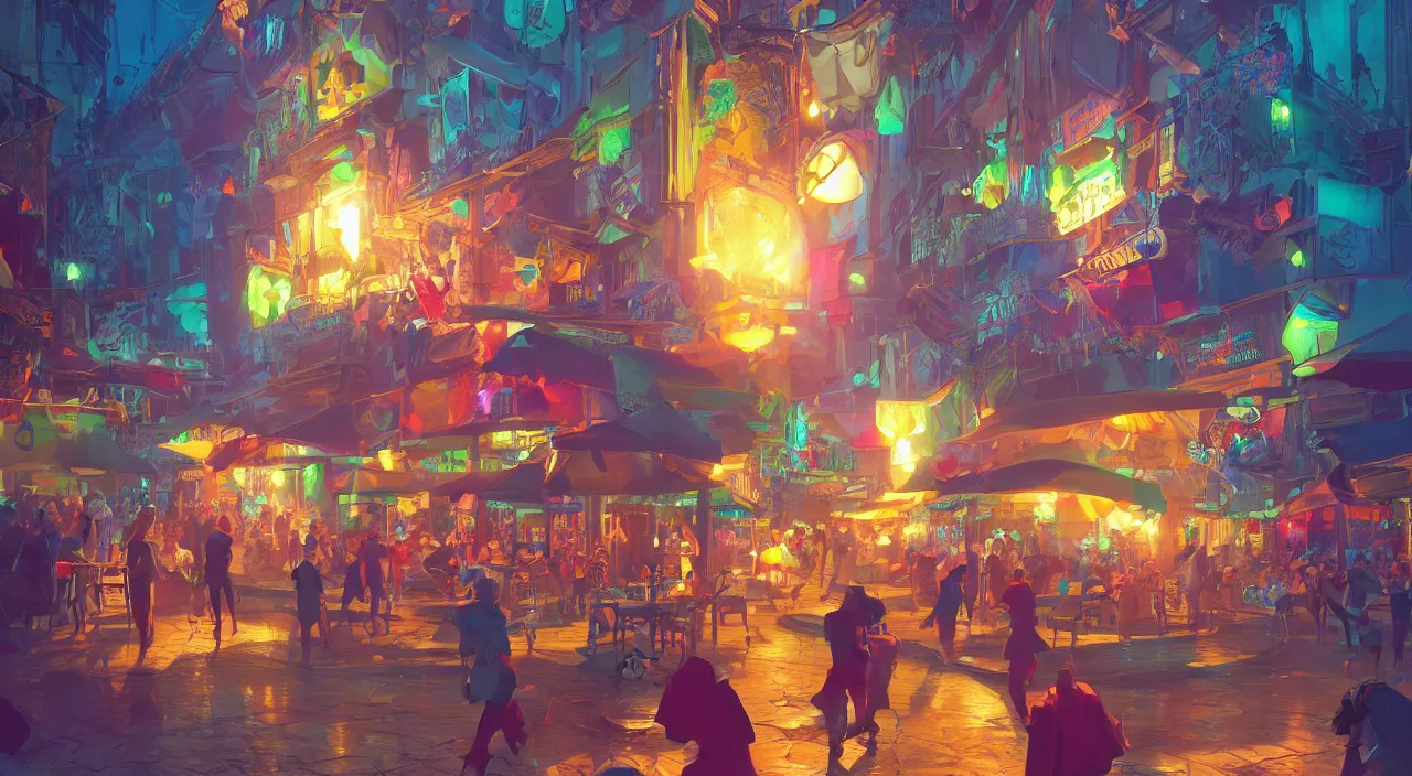 Image similar to bazaar zouk oriantal multicolorful sky shine place mosquet painting stylized digital video game icon global illumination ray tracing 8 k hd resolution, by ilya kuvshinov and cushart krentz and gilleard james