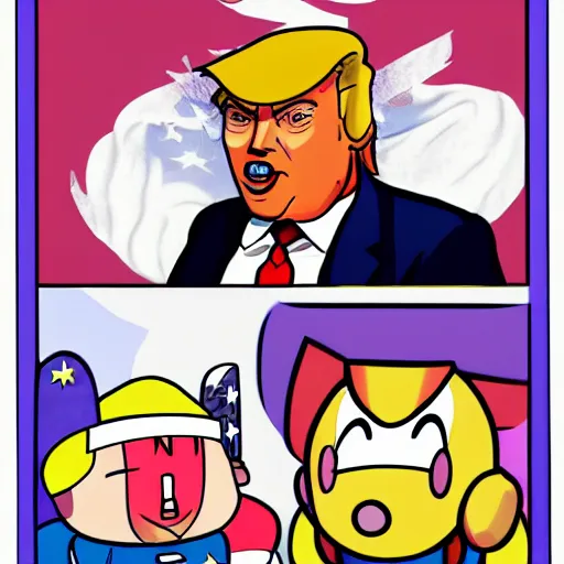 Image similar to kirby as donald trump