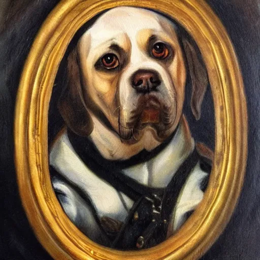 Image similar to an oil painting of dog general in the style of Rubens