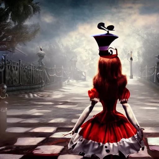 Image similar to very scary american mcgee's alice in wonderland madness returns sharp focus 8 k