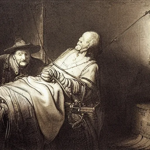 Prompt: death of honesty by Rembrandt