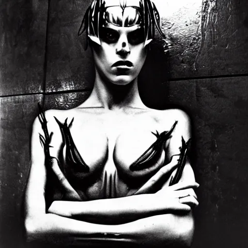 Image similar to giger, photo by helmut newton