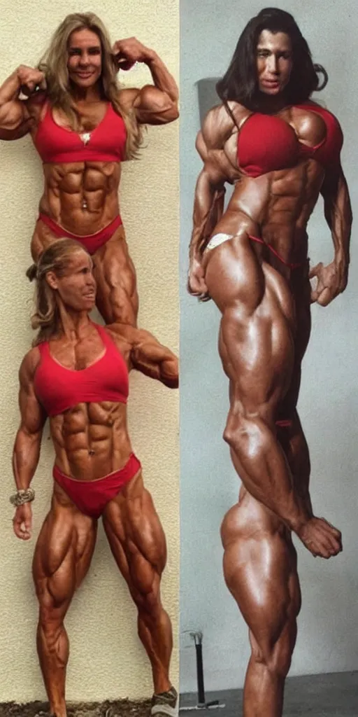 Image similar to gigachad as woman, full body photo, bodybuilder Ernest Khalimov