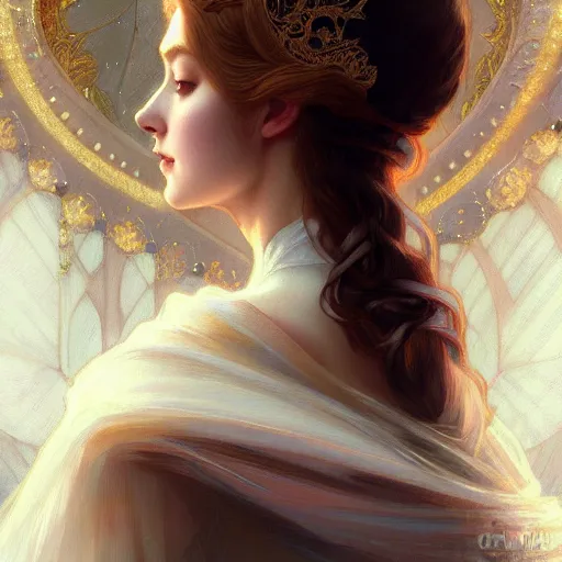 Image similar to Princess Aurora, fantasy, intricate, elegant, highly detailed, digital painting, artstation, concept art, matte, sharp focus, illustration, art by Artgerm and Greg Rutkowski and Alphonse Mucha