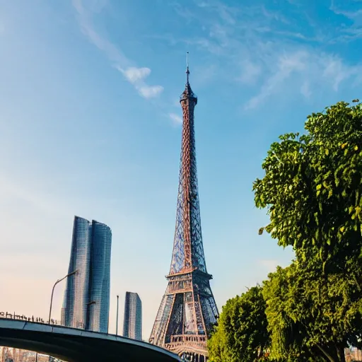 Image similar to paris with canton tower, ultra realistic, cinematic