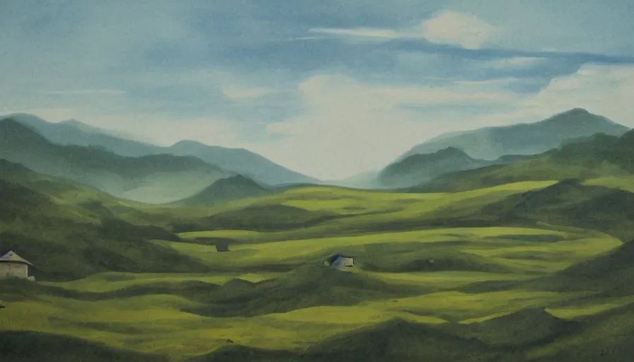 Prompt: landscape by alariko, ilustration flat
