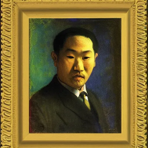 Image similar to portret of devoni aoki by odilon redon