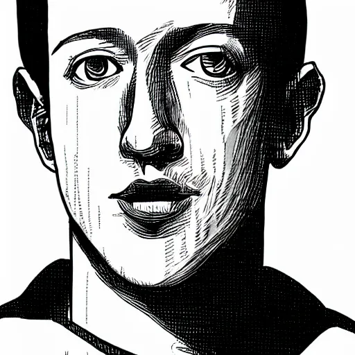 Prompt: mark zuckerberg by junji ito