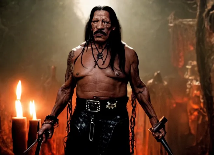 Prompt: films still of danny trejo as machete in new hocus pocus movie, 8 k