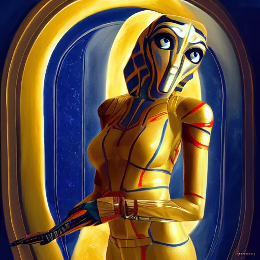 Beautiful Golden Portrait Of Ahsoka Tano Clone Wars Stable Diffusion