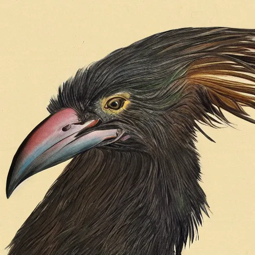 Image similar to drawing of a happy hoatzin