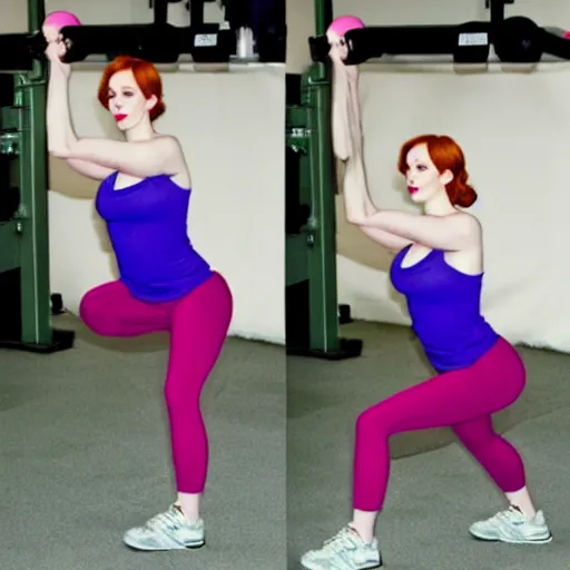 Image similar to christina hendricks doing squats exercises,