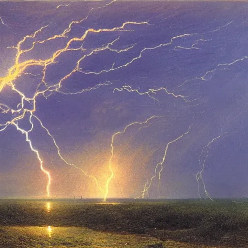 Prompt: Art featuring lightning by Caspar David Friedrich