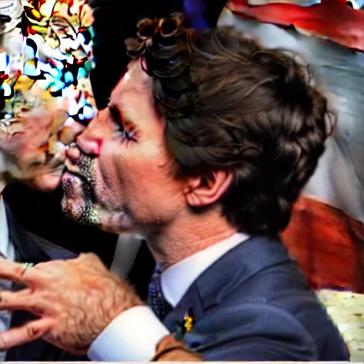 Prompt: justin trudeau kissing joe biden