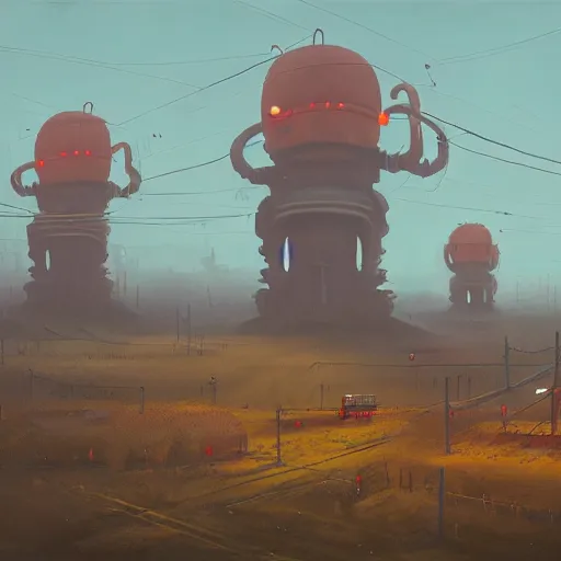 Image similar to hell, digital oil painting by simon stalenhag