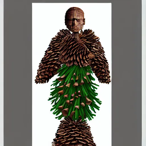 Image similar to man in pine cone costume, concept art