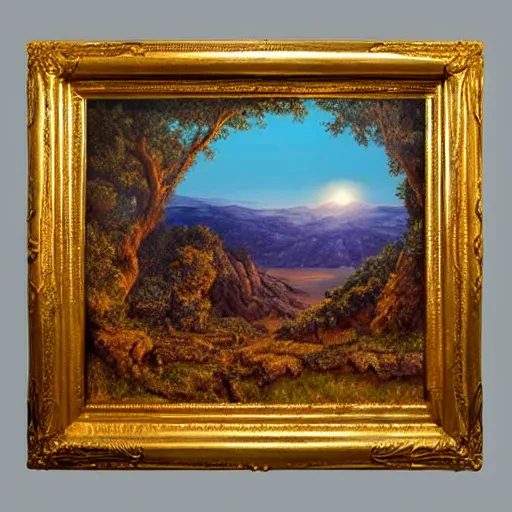 Image similar to a masterpiece hyper realistic prehistoric landscape, golden hour