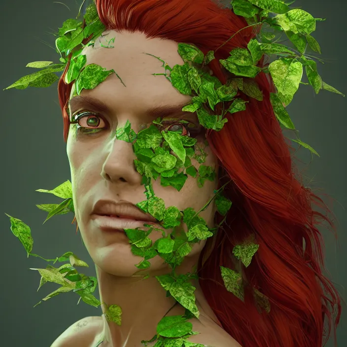 Image similar to portrait of Melanie C as a Poison Ivy. intricate artwork. by Tooth Wu, wlop, beeple, dan mumford. octane render, trending on artstation, greg rutkowski very coherent symmetrical artwork. cinematic, hyper realism, high detail, octane render, 8k