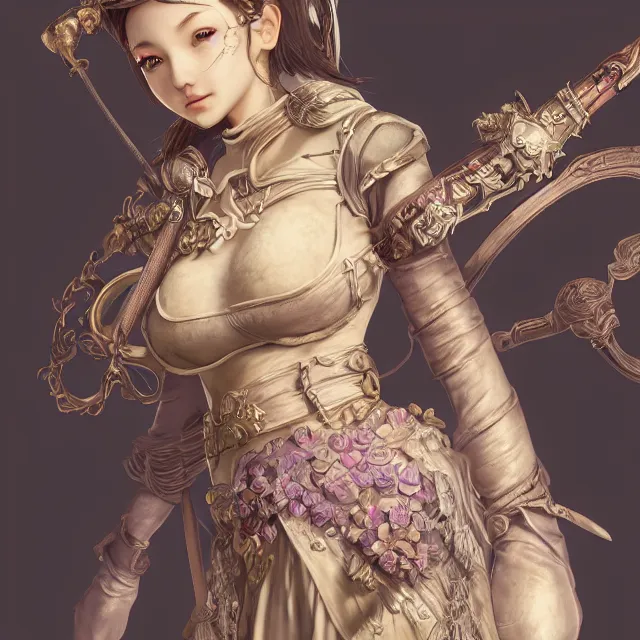 Image similar to studio portrait of neutral good colorful female cleric bard healer as absurdly beautiful, elegant, young skinny gravure idol, ultrafine photorealistic detailed face illustration by kim jung gi, irakli nadar, intricate linework, sharp focus, bright colors, matte, octopath traveler, final fantasy, unreal engine highly rendered, global illumination, radiant light, intricate environment