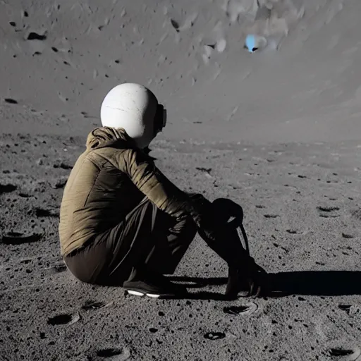 Prompt: an slav squatting on the surface of the moon, 🌕, canon eos r 3, f / 1. 4, iso 2 0 0, 1 / 1 6 0 s, 8 k, raw, unedited, symmetrical balance, wide angle