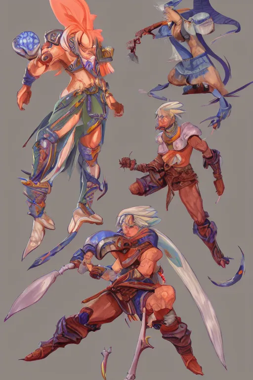 Image similar to character of breath of fire 4 by the artist Alessandro pizzi . Rendering the full body . Sharp focus, full of details, by utsurowazaru mono and Jason Nguyen , art book, trending on artstation and cell shading