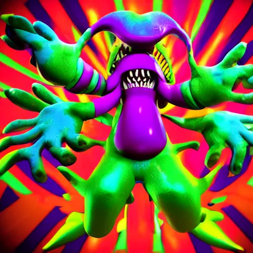 Image similar to psychedelic 3 d monster playdoe