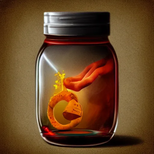 Image similar to hope is captured in a transparent jar, digital art