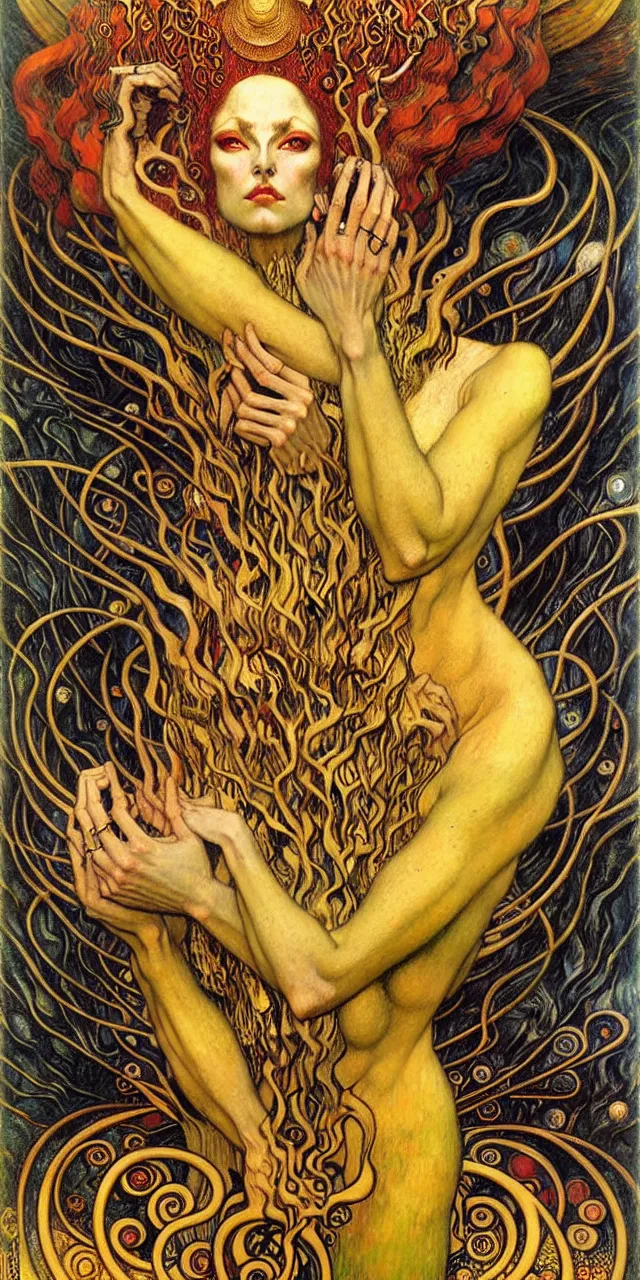 Image similar to Divine Chaos Engine by Karol Bak, Jean Delville, William Blake, Gustav Klimt, and Vincent Van Gogh, symbolist, visionary