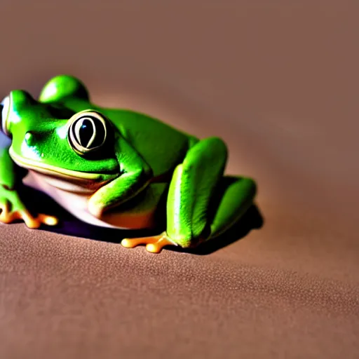Prompt: beatiful photograph of cute simple clay frog, simple background, natural lighting, 4 k, award - winning