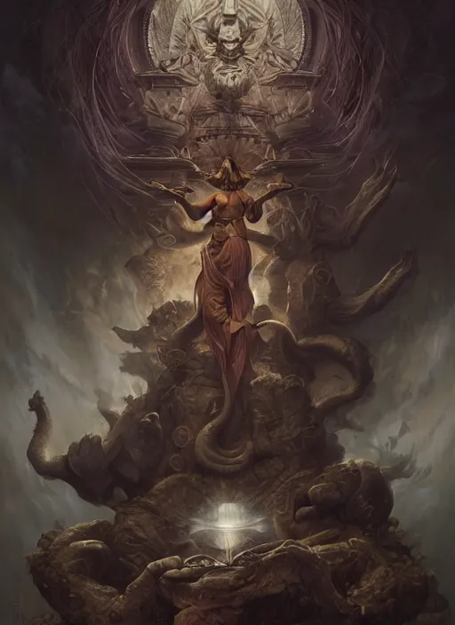 Image similar to judgement of god, shamanic poste, elegant, highly detailed, centered, digital painting, artstation, concept art, smooth, sharp focus, illustration, artgerm, tomasz alen kopera, peter mohrbacher, donato giancola, joseph christian leyendecker, wlop, frank frazetta