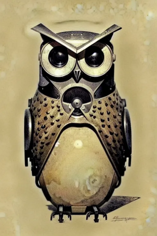 Image similar to (((((1950s robot camera owl . muted colors.))))) by Jean-Baptiste Monge !!!!!!!!!!!!!!!!!!!!!!!!!!!!!!