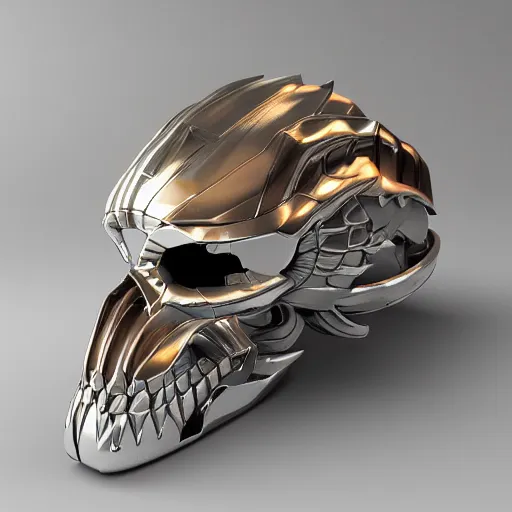 Image similar to high tech metallic dragon skull, futuristic, sci fi, yu-gi-oh 5ds, zbrush sculpt trending on artstation cgsociety, cad model, fusion360 highly detailed studio lighting 4k octane render