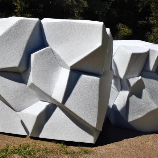 Prompt: abstract cubes sculpture made of soft cotton texture style by August Rodin