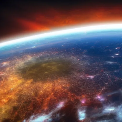 Image similar to Earth going to blow up, view from space, apocalypse, high quality, digital art