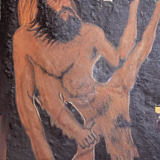 Prompt: a caveman wall painting of darksearch