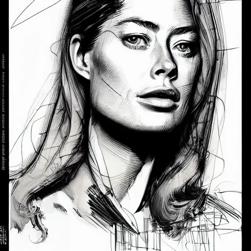 Prompt: a realistic yet sketched doutzen kroes, trending on artstation, intricate details, in the style of frank auerbach, in the style of sergio aragones, in the style of martin ansin, in the style of david aja, in the style of mattias adolfsson