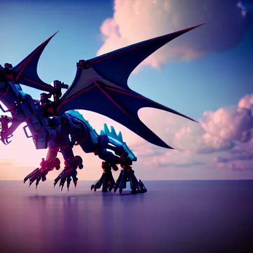 Image similar to a mecha dragon flying in the sky transporting someone, photorealistic 3 d octane render, unreal engine