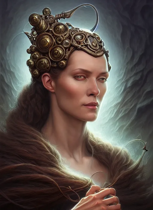 Image similar to portrait shot of a female wizard, intricate, elegant, highly detailed, centered, digital painting, artstation, concept art, smooth, sharp focus, illustration, artgerm, tomasz alen kopera, peter mohrbacher, donato giancola, joseph christian leyendecker, wlop, boris vallejo