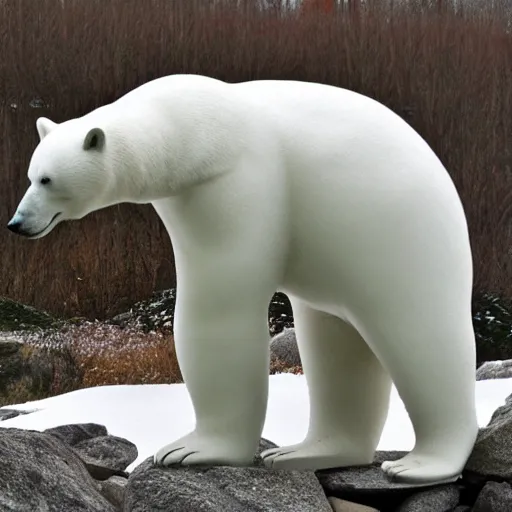 Image similar to metal sculpture of polar bear eating a seal