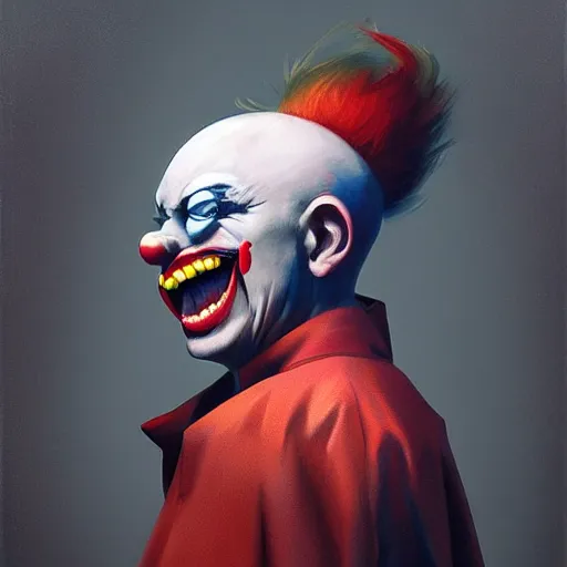 Image similar to Very detailed crazy clown , artwork portrait by Sergey Kolesov, arstation,