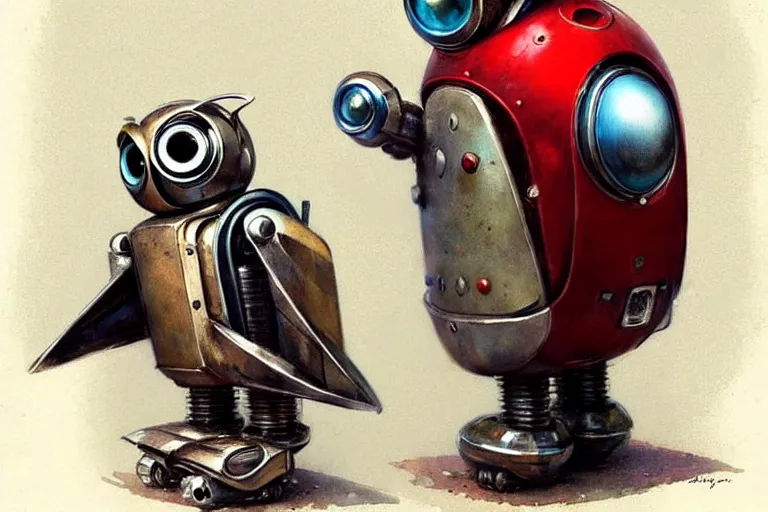 Image similar to adventurer ( ( ( ( ( 1 9 5 0 s retro future robot android owl. muted colors. ) ) ) ) ) by jean baptiste monge!!!!!!!!!!!!!!!!!!!!!!!!! chrome red