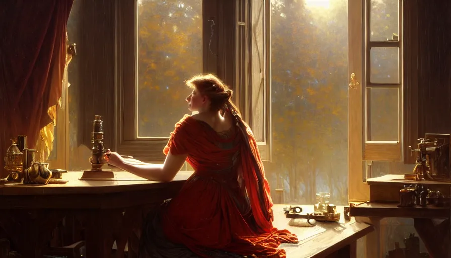 Image similar to highly detailed oil painting | very intricate | cinematic lighting | award - winning | craftsman | building a piece of furniture in their workshop | by charlie bowater, by greg rutkowski, by j. c. leyendecker and edmund blair leighton, beautiful cinematic light, american romanticism, by alphonse mucha, artstation, cgsociety, official art, octane