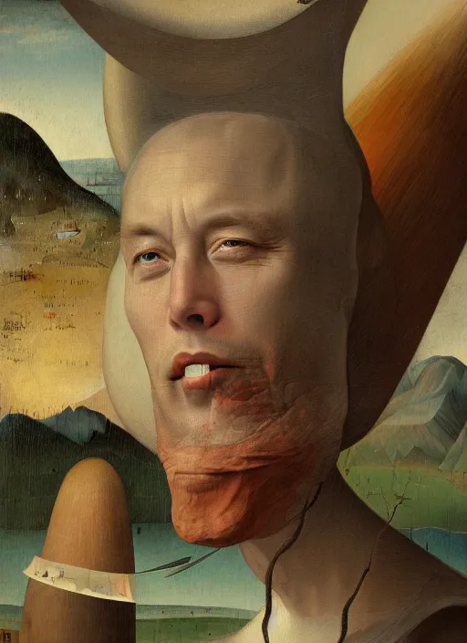 Prompt: elon musk painted by hieronymus bosch, detailed digital art, trending on Artstation