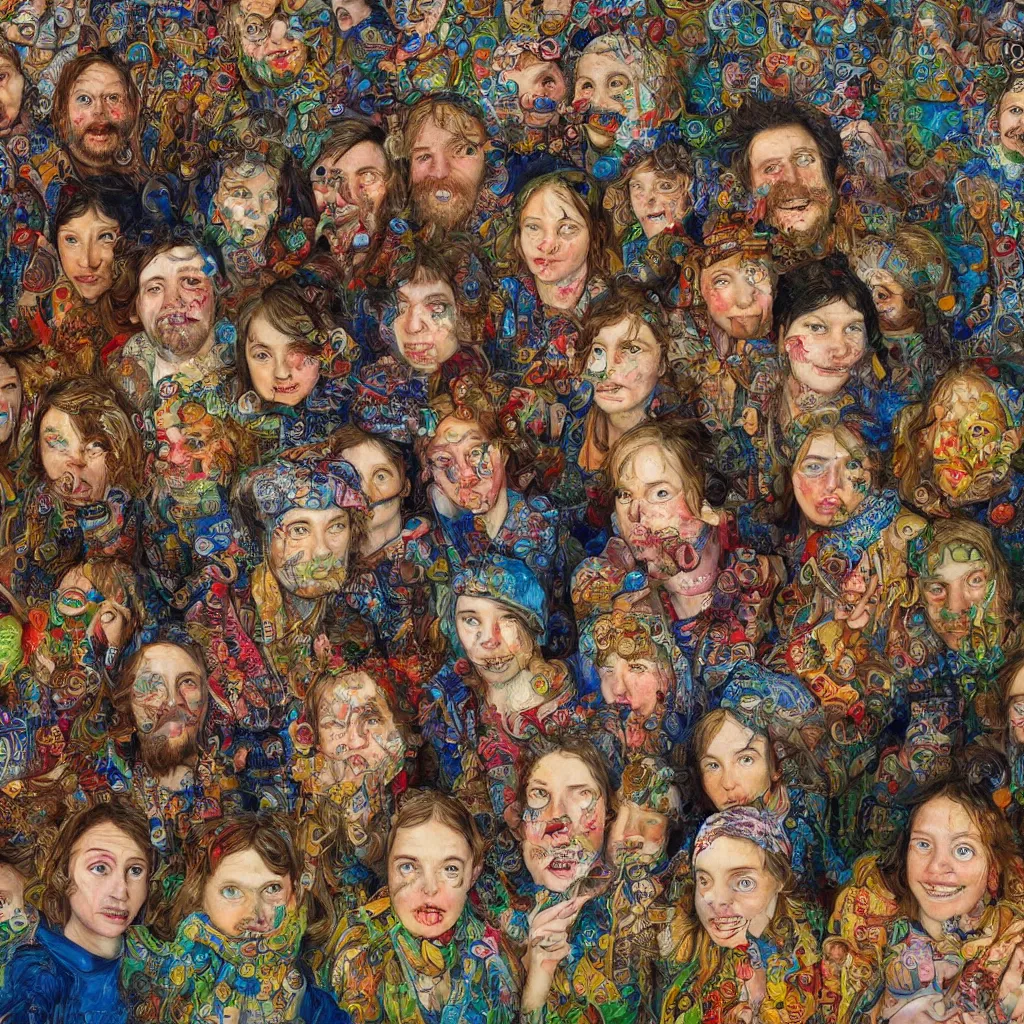 Image similar to detailed colourful masterpiece of photography group portrait of people sat down extreme closeup, in the inside of the beautiful underwater crowded train to atlantis, detailed realistic expressions, wearing unusual clothes, by ford maddox brown