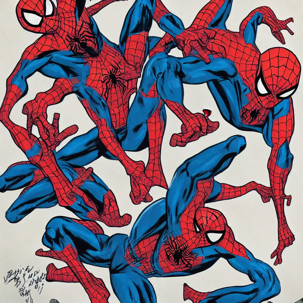 Image similar to gouache on paper glued on the amazing spider - man comic