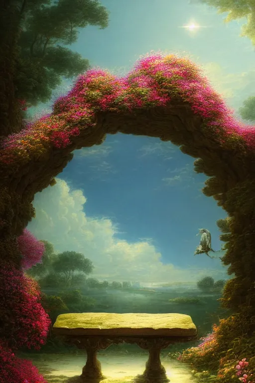 Prompt: a beautiful digital illustration painting of a a fantasy stone bench with flowers by benoit b. mandelbrot, steven belledin, martin johnson heade, lee madgwick, caspar david friedrich, and david rios ferreira. 8 k resolution trending on artstation concept art digital illustration