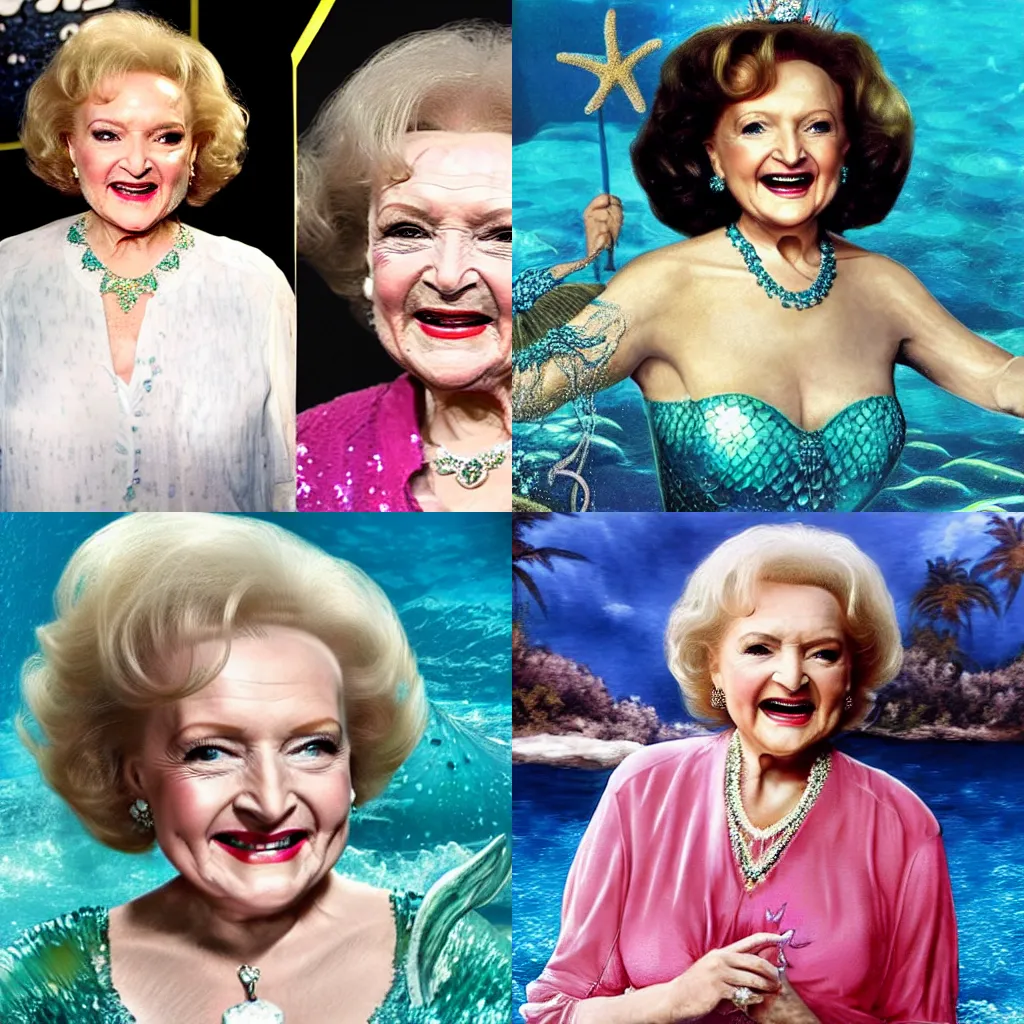 Prompt: Betty White as a mermaid